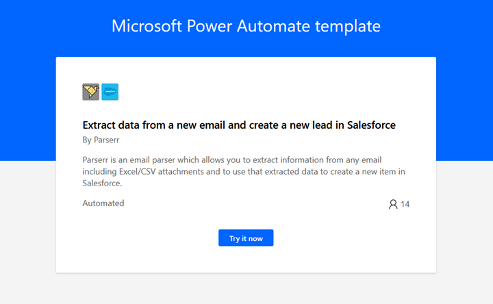 Power Automate workflow using Parserr and Salesforce